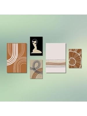 5 Parçalı Kanvas Dekoratif Duvar Tablosu Kadın ve Modern At, 30 x 40