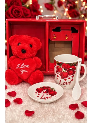 Eng Parti Dünyası Love Temalı Ayıcık, Kupa ve Tabak Hediye Seti Eng-Kb-10