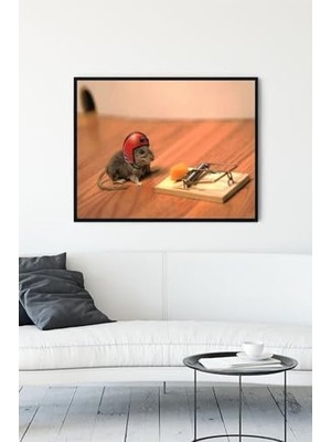 (PSTER10465) Cesur Fare Eğlenceli Mizahi Çerçeveli Tablo (21X30CM)