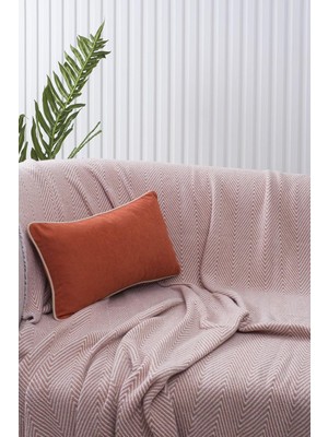 Turuncu Panorama Krem Biyeli Kırlent Kılıfı 3 Farklı Biye Seçeneğiyle, 45 x 45