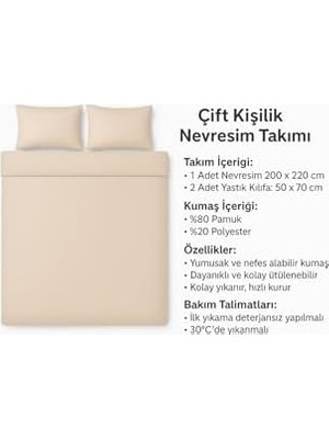 Ezgi Çift Kişilik Desenli Nevresim + 2 Adet Kapaklı Yastık Kılıfı, Ciftnt