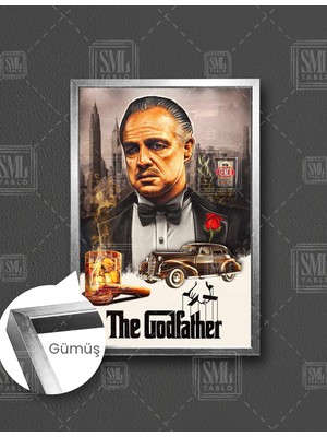 SML Tablo The Godfather Film Afişi Don Carleone Efsane Film Dikey Çerçeveli Kanvas Tablo