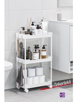 Empressco Mowo Home Mowo 3 Katlı Beyaz Tekerlekli Banyo Rafı, Mutfak Rafı, Havluluk, Deterjanlık Makyaj Organizer Vesken - Fiyatı, Yorumları