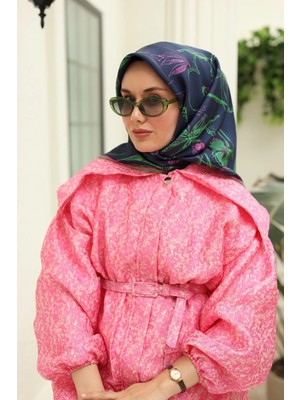 Silk Home Twill İpek Eşarp 11433-01 Lacivert, Pembe, Yeşil