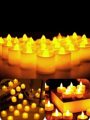 Hakay 24 Adet Sarı Işıklı LED Mum Seti, Pilli ve Dumansız