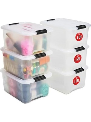 Hakay Şeffaf Kapaklı Plastik Saklama Kutuları, 15L, 6'lı Set