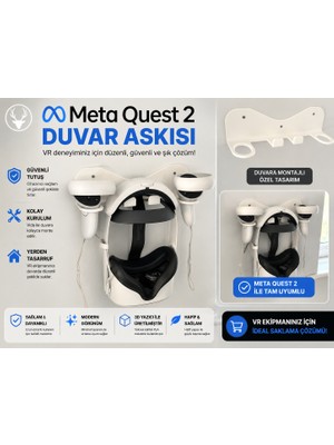 Print Zone Meta Quest 2 Uyumlu Duvara Monte Stand - Sanal Gerçeklik Gözlüğü Organizeri