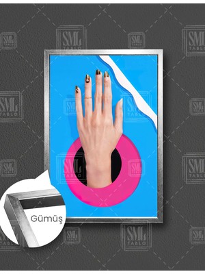 SML Tablo Gold Nail Art Geometrik Şekiller Tırnak Süsü Tırnak Stüdyosu Dikey Çerçeveli Kanvas Tablo