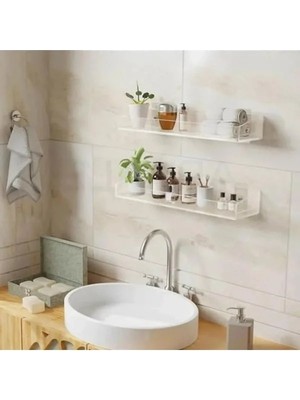 Hakay Kendinden Yapışkanlı 40 cm Pleksi Banyo Rafı