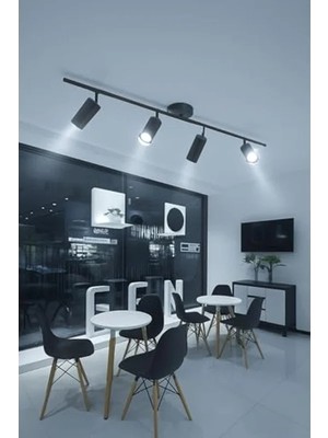 Hakay Sıralı Spot Ledli Avize, Modern Tasarım, Siyah Renk, 80 cm