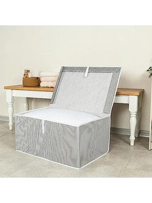 Hakay Pazar Kapısı Çok Amaçlı Düzenleyici Kapaklı Sandık Tipi Kutu Hurç Organizer (50 x 40 x 30, Gri)