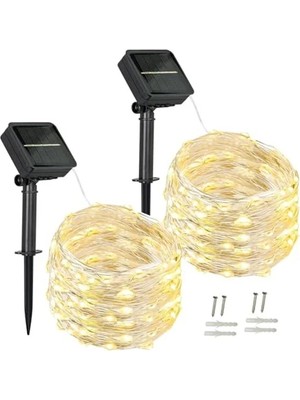 Hakay Güneş Enerjili 10 Metre Uzunluğunda 100 LED Peri Işığı, Dış Mekan Için 8 Mod