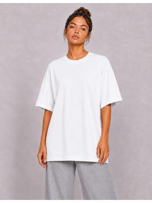 Organickid Basic Kadın Oversize Beyaz T-Shirt