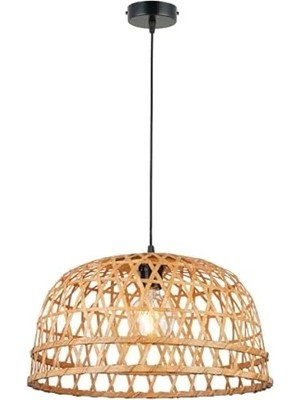 Hakay Tekli Bamboo Aydınlatma, K.boy, 1XE27 Duy ile Tasarlandı