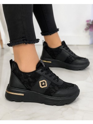 papucumun dünyası Kadın Dantel Detaylı Kalın Taban Sneaker