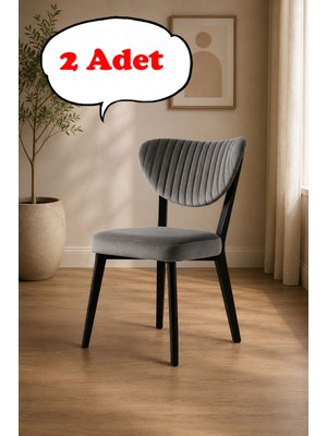Teknor 2 Adet  Elma Sandalye Modern Kadife Kapitone Sırtlı Mutfak Yemek Odası Balkon Kafe Sandalyesi 85 cm