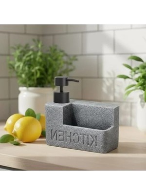 Hakay Polyresin Sıvı Sabunluk, Mermer Desenli Modern Mutfak Organizeri