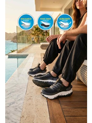 Walkway Flystep G Siyah-Beyaz Memory Foam Unisex Spor Ayakkabı