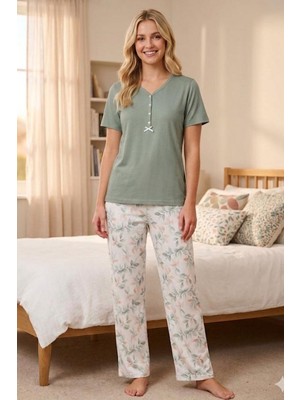 24843-NENA Next V Yaka Patlı % 100 Pamuk Kısa Kollu Pijama Takımı