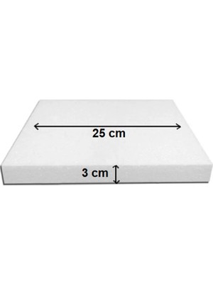 Dekoras Strafor Köpük Kare Pasta Taban Altlığı (25X25X3 Cm)