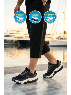 Walkway Flystep M Siyah-Beyaz Hafızalı Taban Erkek Spor Ayakkabı