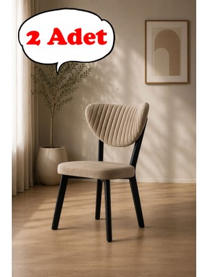 Teknor 2 Adet  Elma Sandalye Modern Kadife Kapitone Sırtlı Mutfak Yemek Odası Balkon Kafe Sandalyesi 85 cm