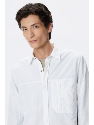 Lacoste Mens Regular Fit Cream Shirt Standart Kesim Çıtçıt Düğmeli Erkek Gömlek Krem