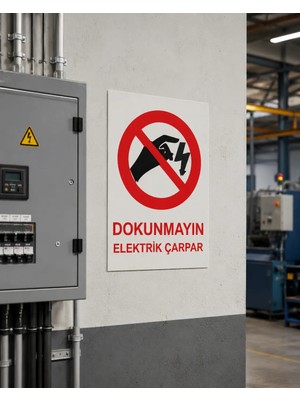 Karbonsoft Iş Güvenliği Uyarı Levhası Dokunmayın Elektrik Çarpar