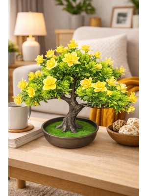 Eng Parti Dünyası Dekoratif Saksılı Yapay Çiçekli Ağaç (Bonsai Form)