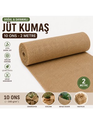 Şanlı Çuval 🌿 10 Ons Doğal Jüt Kumaş – 2 Metre | Dayanıklı & Dekoratif
