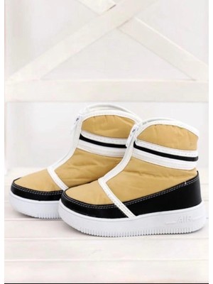Mergenshoes Sarı KZ180 Içi Kürklü Kaymaz Kız Çocuk Kar Botu