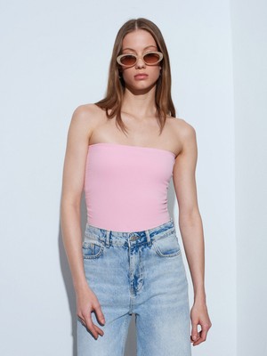 Dilvin 20659 Bandeau Top-Toz Pembe