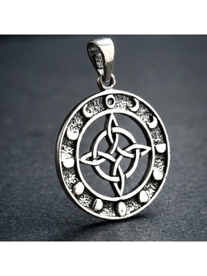 Ebrar Silver Gümüş Ay Pusulası Kolye Ucu 925 Ayar Gümüş Taşsız Unisex Ay Pusulası Kolye Ucu