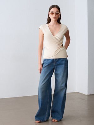 Dilvin 32901 Aksesuar Detaylı T-Shirt-Taş
