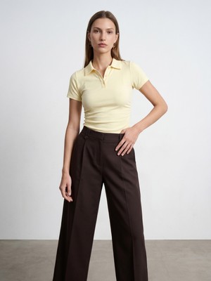 Dilvin 32614 Polo Yaka Top-Açık Sarı