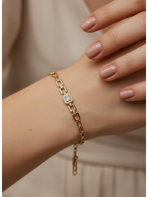 Zarene Silver Xupıng 14K Gold Baget Bileklik