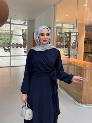 Trendparis Kruvaze Bağlamalı Ayrobin Elbise Lacivert