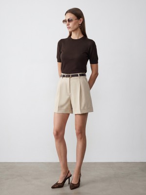 Dilvin 10872 Lyocell Karışımlı Minimal Bluz-Koyu Kahve
