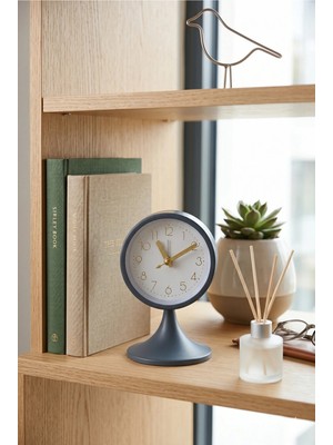 Homerest Lacivert Masa Saati 13CM Modern Retro Tasarım Dekoratif Ofis ve Ev Aksesuarı Özel Hediyelik Şık Obje