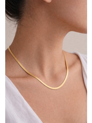 Owentis Çelik Gold Italyan Zincir Kolye (40+5cm) -Kararma