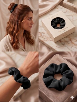 Asel Aksesuar Ipeksi Saten Dokulu Düz Renk Kumaş Scrunchie Lastik Toka Farklı Renk Seçenekli