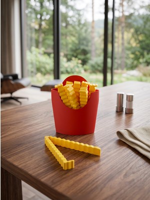 Mekatris Patates Kızartması Tasarımlı Dekoratif Poşet Klipsi - Gıda Koruyucu Kapama Mandalı (6'lı Set)
