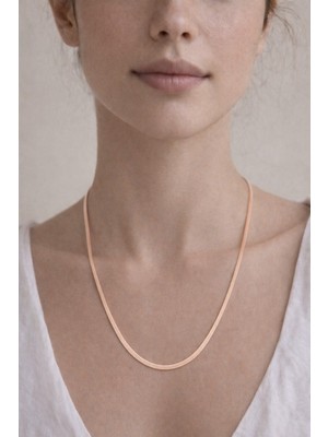 Owentis Çelik Rose Gold Italyan Zincir Kolye (60+5 Cm) -Kararma Yapmaz-