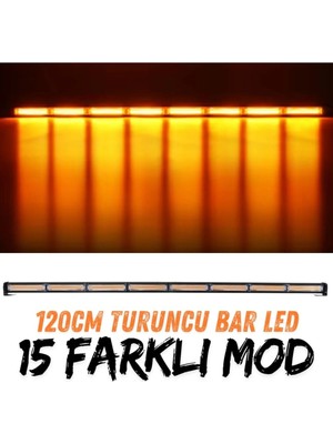 Astraled Turuncu Tepe Çakar Bar LED 120 cm 12-24V Off Road Çekici Traktör Ikaz Lambası Çakar 17 Modlu