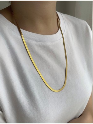 Owentis Çelik Gold Italyan Zincir 60+5 cm -Kararma Yapmaz-