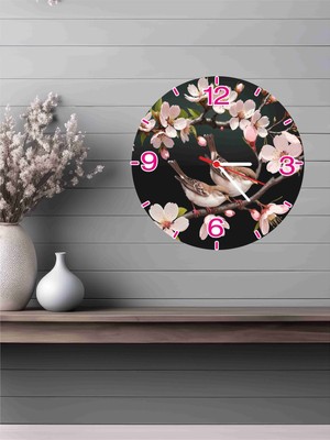 Altınuç Art Design 3D Görünümlü Kuş Temalı Ahşap Duvar Saati V18 24X24 cm