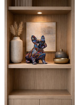 Pop Art & Graffiti Desenli Fransız Bulldog Biblo – Renkli Modern Dekoratif Ev Aksesuarı