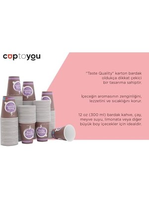 50 Adet Tek Kullanımlık Karton Bardak, 12 Oz Sıcak Kahve Bardağı, Sıcak/soğuk Içecek Bardağı 300 Ml, Taste