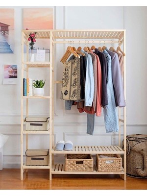 Empressco Brk Design Ahşap Ahşap Ayaklı Askı Elbise Askısı Çok Amaçlı Dolap Gardırop 96X150X30 - Fiyatı, Yorumları