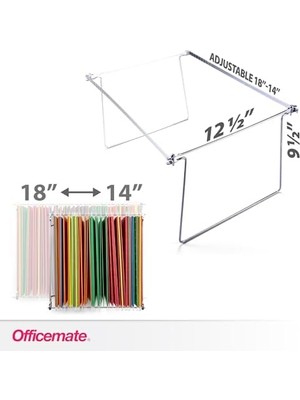 Askılı Dosya Çerçevesi, Mektup Boyutu, Ayarlanabilir 30,5 cm Ila 45,5 Cm, 2 Adet (1'li Paket) Gümüş